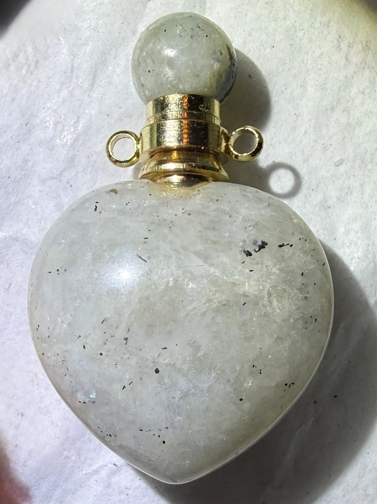 Rainbow Moonstone Heart shape wish bottle/pendant