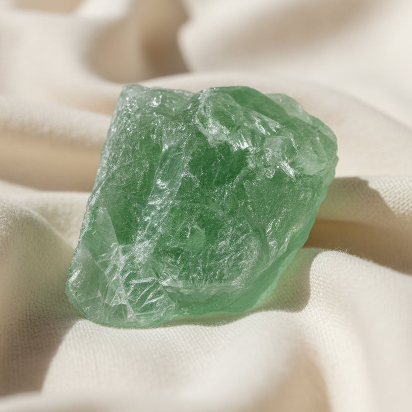 close up green fluorite specimen