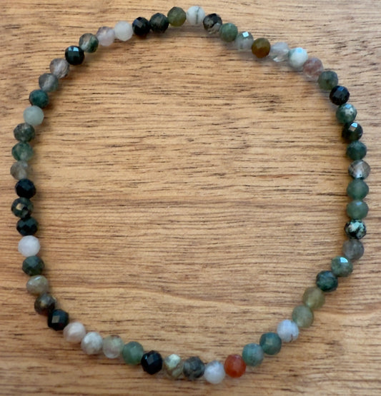 Tourmaline Bracelet Multifaceted Beads Green and other earth tone colors