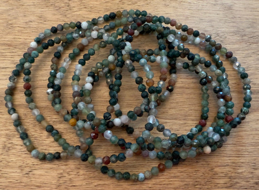 Elbaite Tourmaline 3mm multi faceted bead bracelet