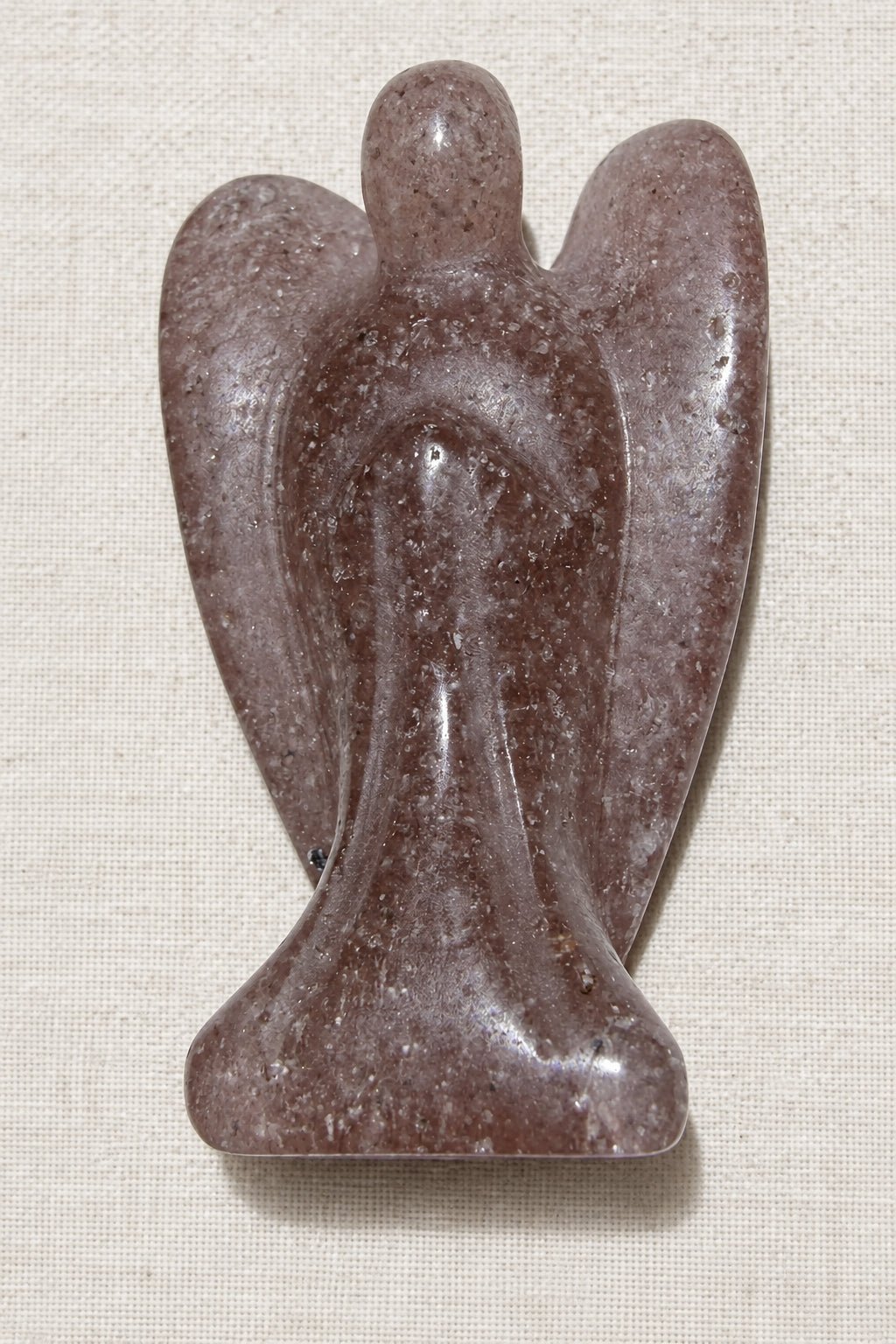 Strawberry Quartz crystal hand carved Angel figurine. 