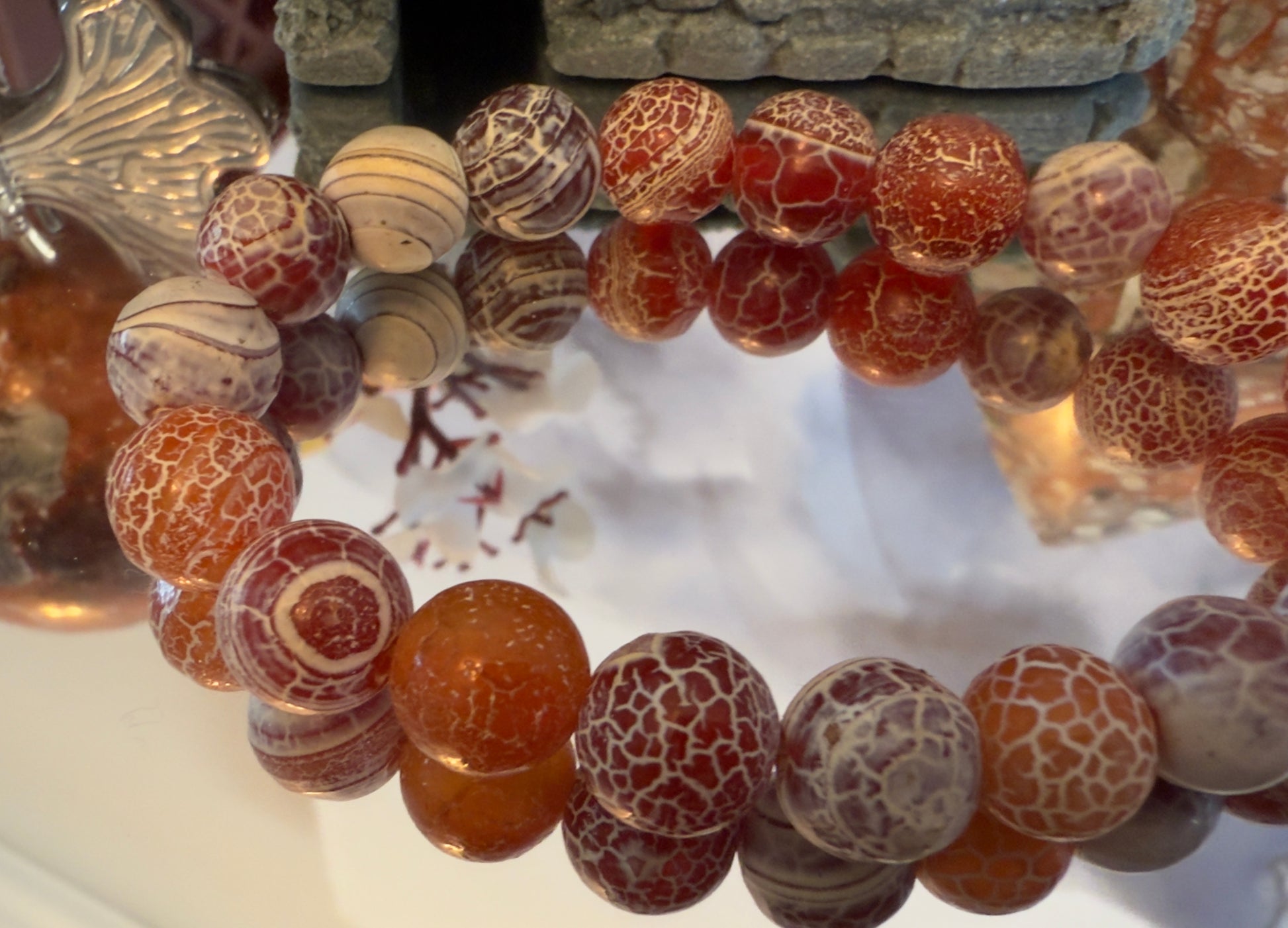 Money Agate bracelet with red banding patterns perfect for daily crystal healing and chakra balancing