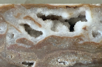 Banded Agate tower with Druzy Quartz angled view