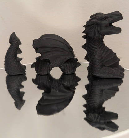 Black Obsidian dragon carving side view