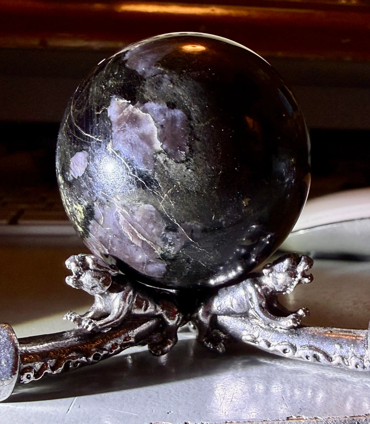 Silver Phallic-Shaped Crystal Sphere Stands | Animal Designs