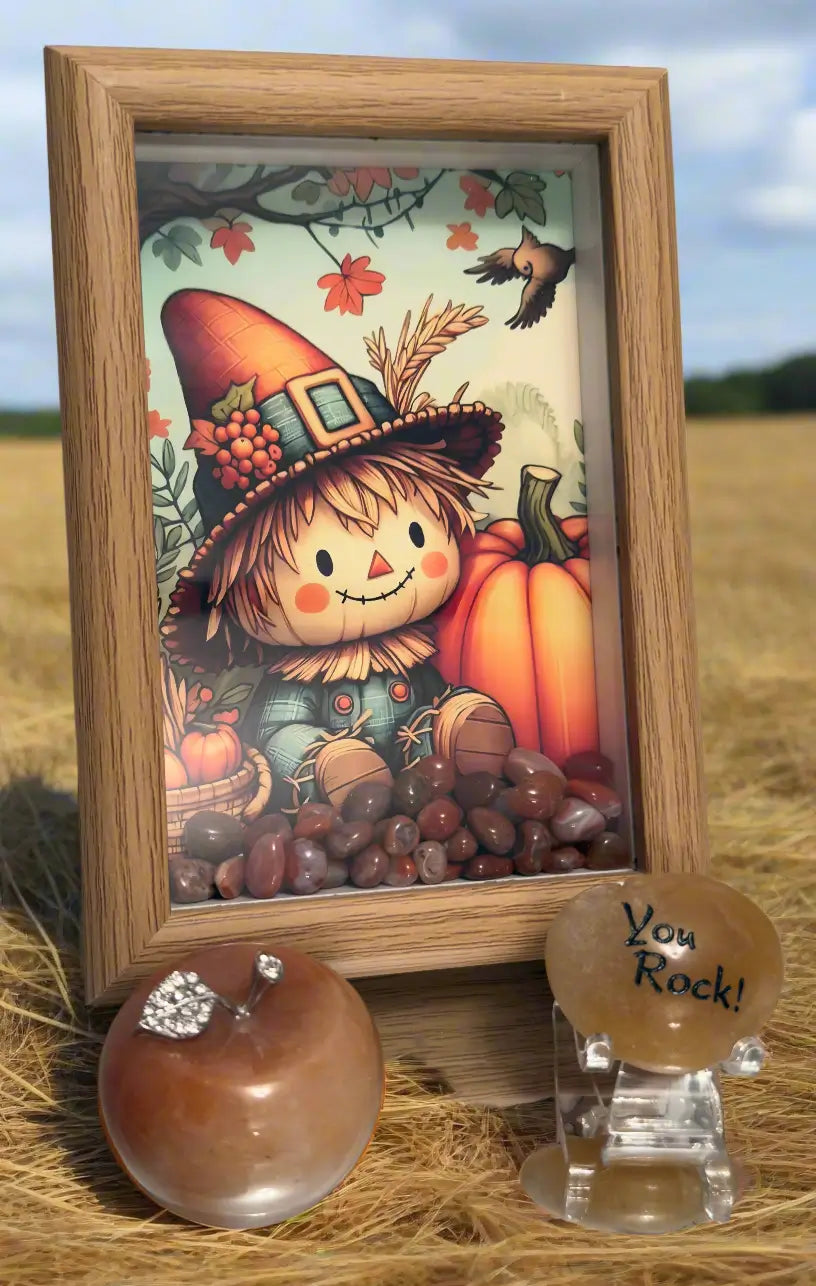 Harvest Heartland Acres autumn crystal shadow box with Carnelian