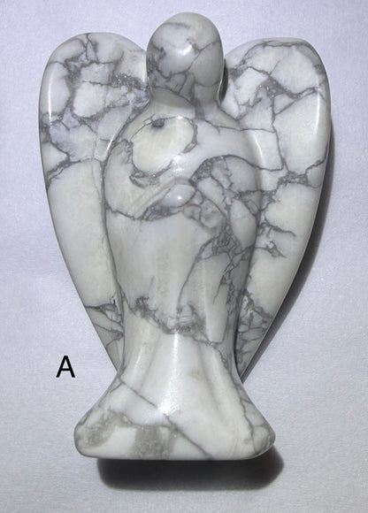 hand carved angel made from howlite 