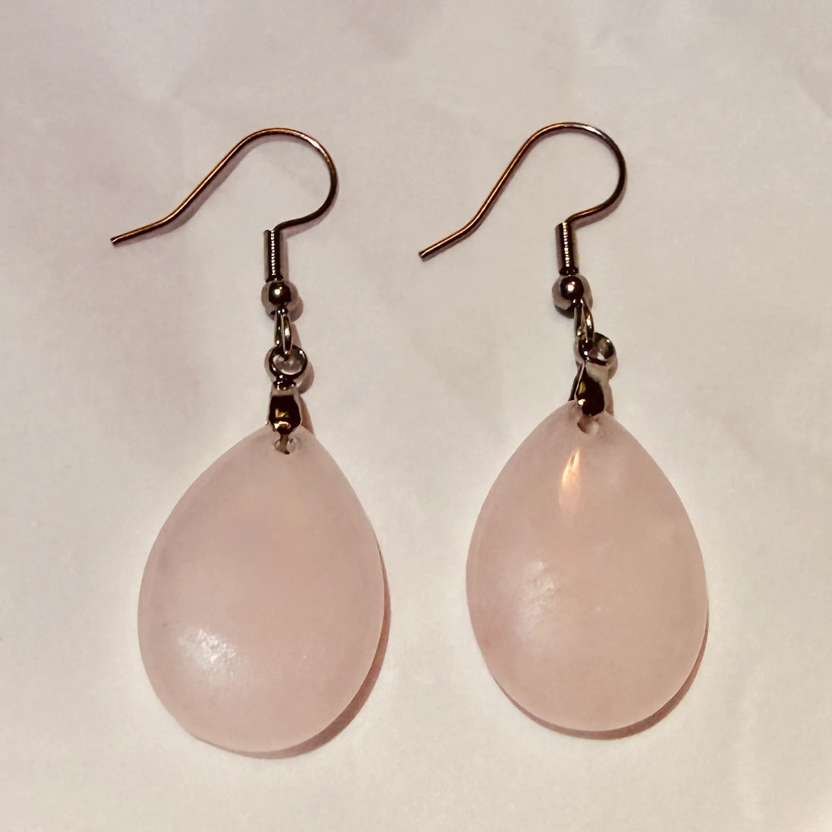 Rose Quartz Tear Drop Earrings | Anxiety Relief, Calm | Wt 0.24 oz per pair