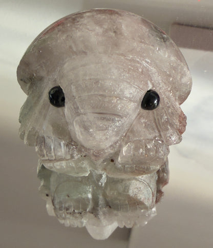 Close up of garden quartz carved elephant face 