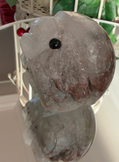 side view of garden quartz carved elephant