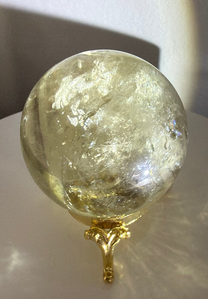 Natural Citrine Quartz Sphere | Prosperity and Joy Crystal | 1.75 in Ø