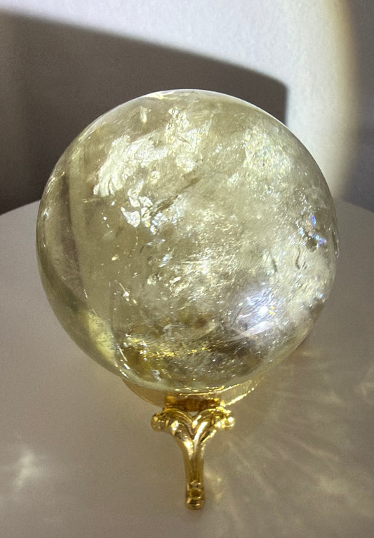 Natural Citrine Quartz Sphere | Prosperity and Joy Crystal | 1.75 in Ø