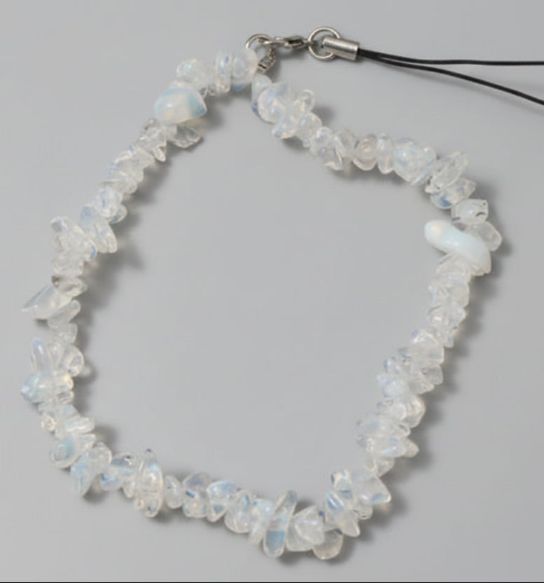 Clear Quartz Crystal Chip Phone Wristlet