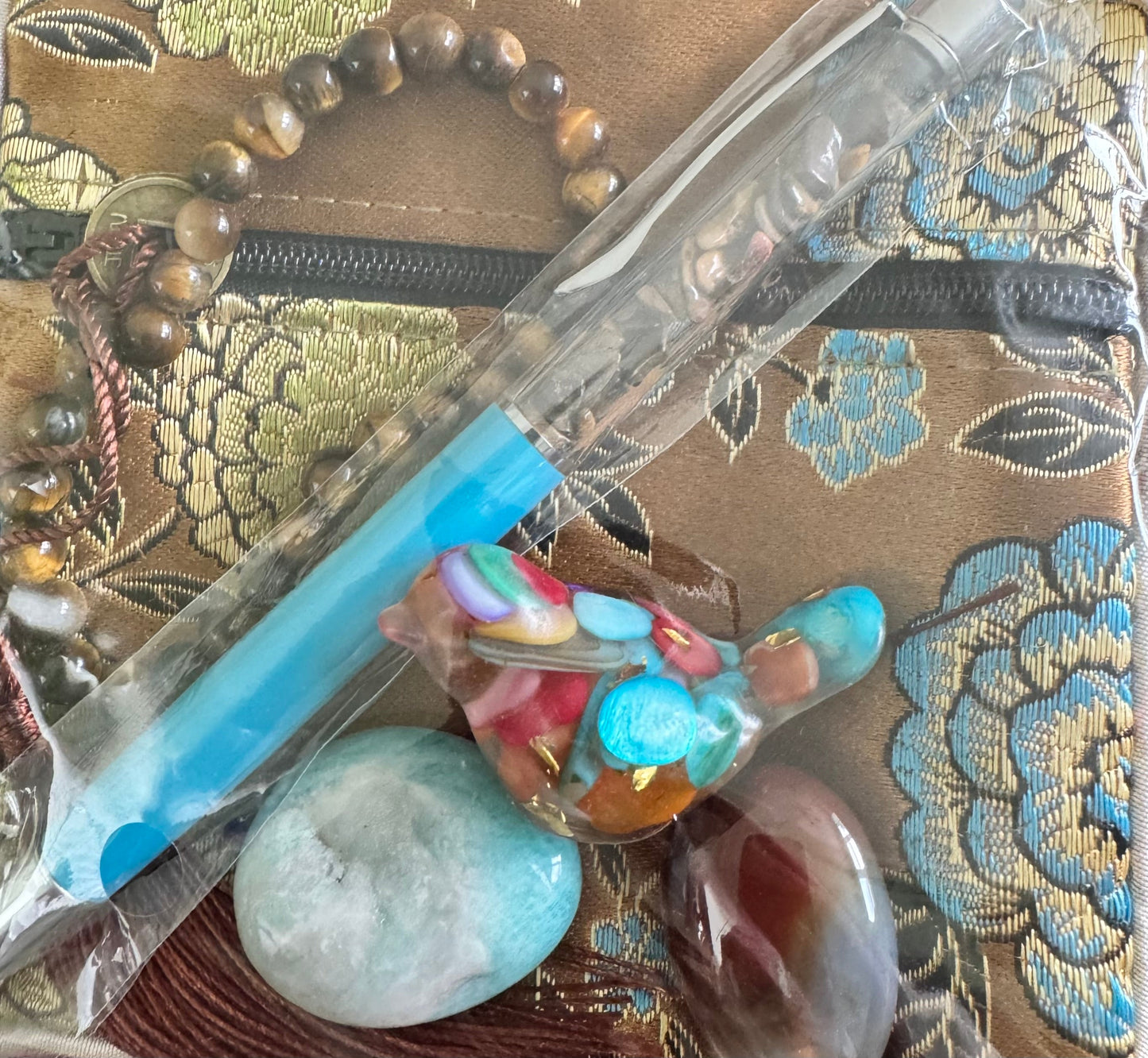 Aventurine & Earth Kissed Brown Silk Zipper Pouch Set - Main Street Crystals & Minerals