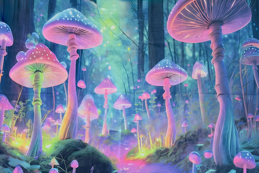 Mushroom Glen Forest Velvet Altar Cloth 37 x 29 in | Enchanted Woodland Crystal Decor