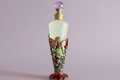 Rose fairy frosted glass perfume bottle with glass rod applicator