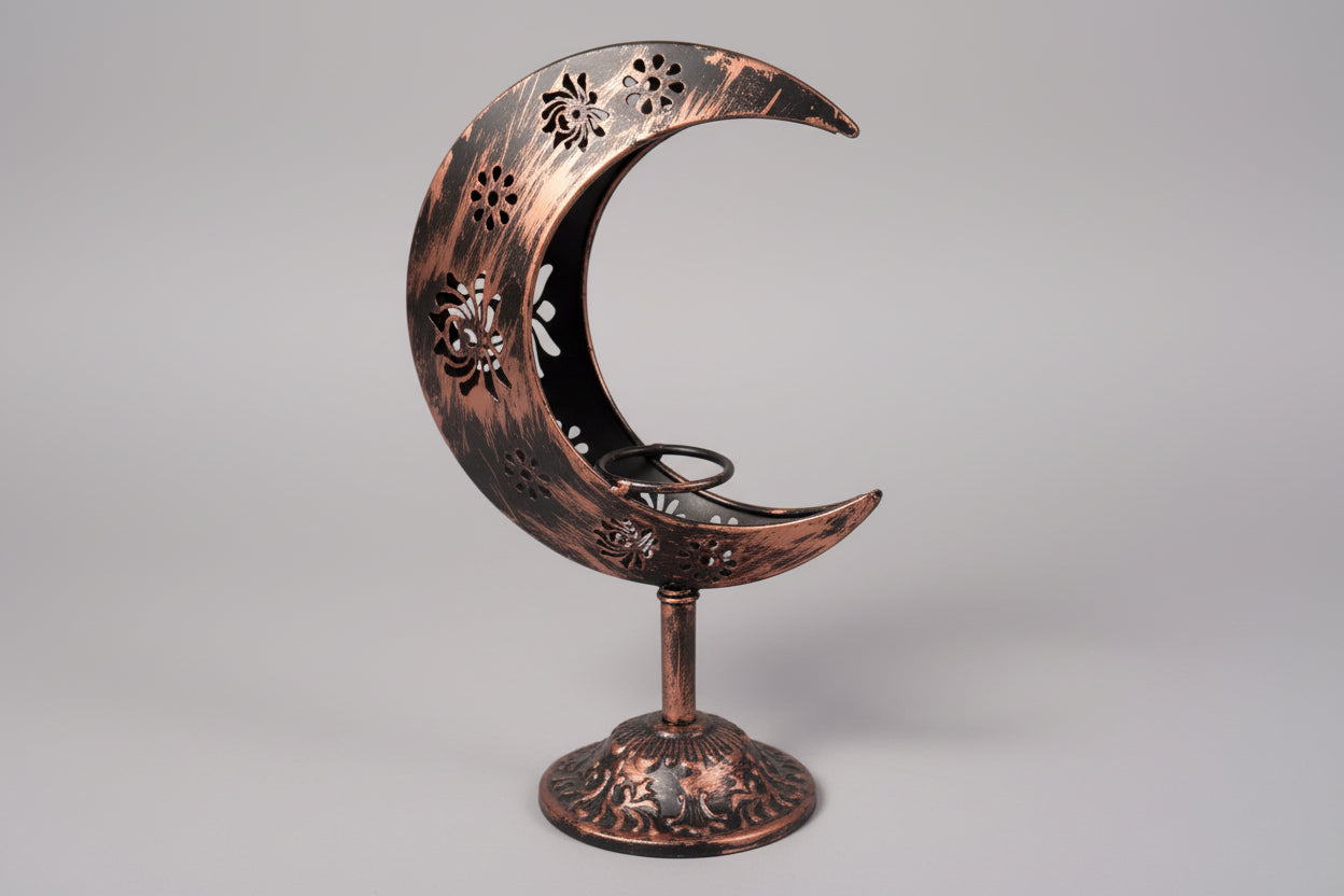 Copper Crescent Moon Sphere Stand for Crystal Spheres and Minerals Display