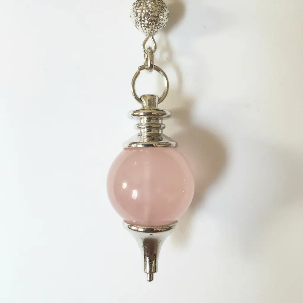 Round crystal ball dowsing pendulum with metal chain