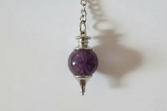 Ball dowsing pendulum with stone sphere and chain