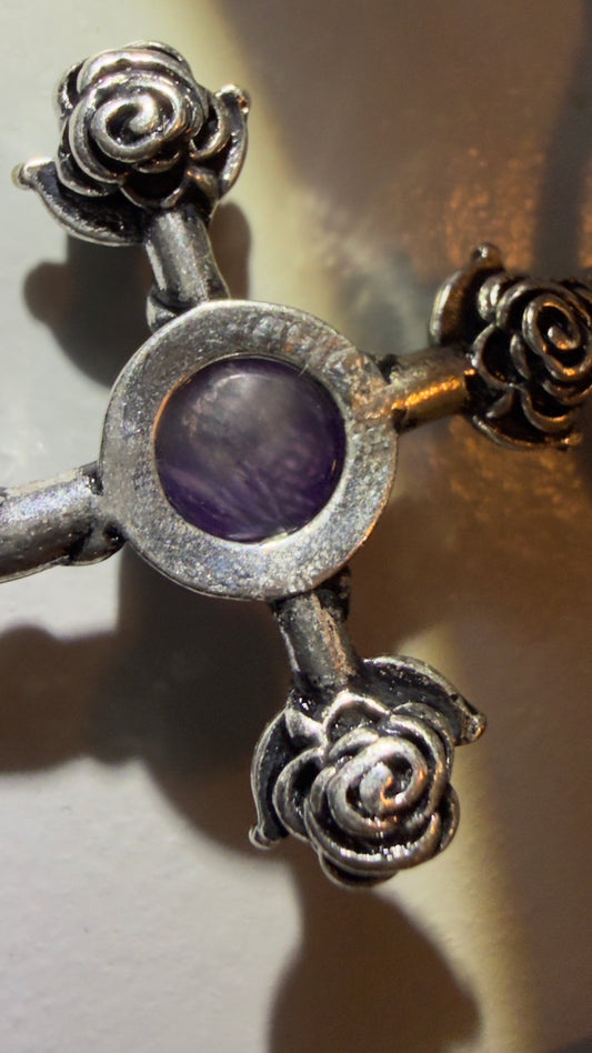 Back side of Celtic Black Rose Amethyst cross
