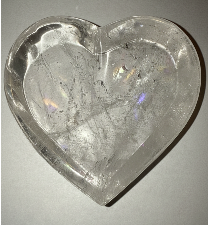 Clear Quartz Heart Shape Trinket Bowl | Amplifies intentions | 3.68 x 3.48 in