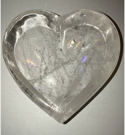 Clear Quartz Heart Shape Trinket Bowl | Amplifies intentions | 3.68 x 3.48 in