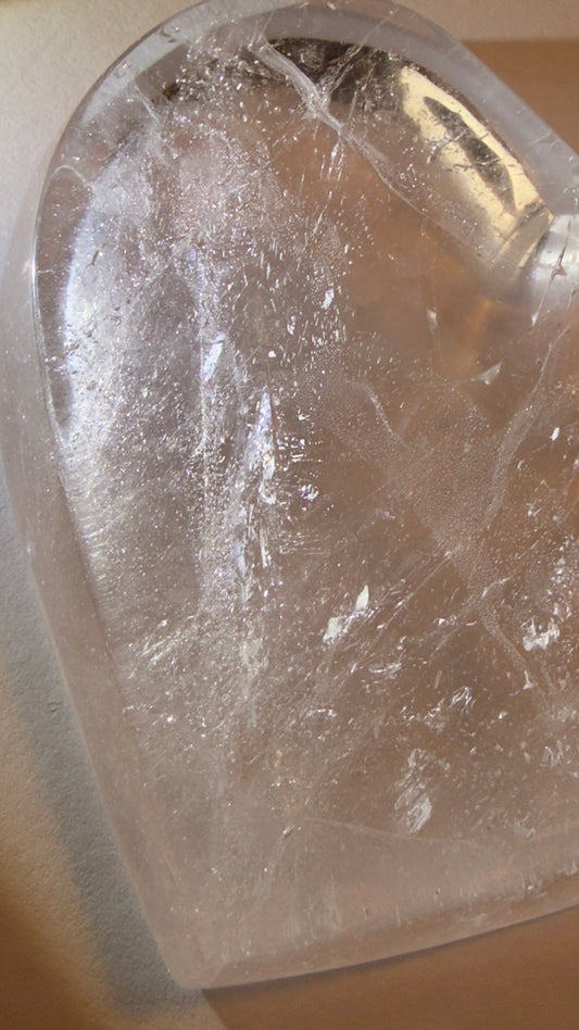 Clear Quartz Heart Shape Trinket Bowl, 3.68 x 3.48 in, amplifies intentions