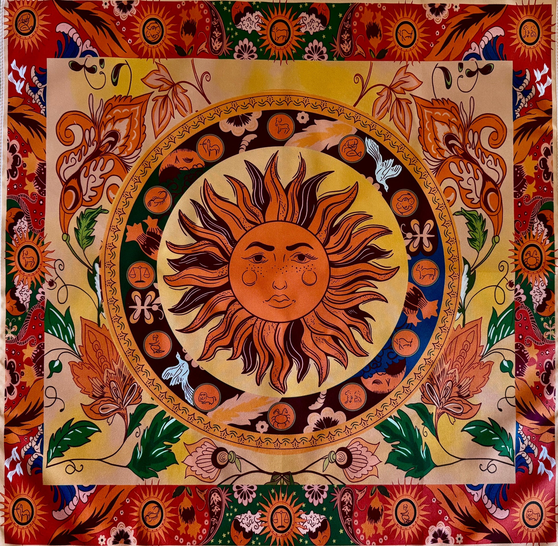 Bohemian Sun and Zodiac Altar Cloth - Main Street Crystals & Minerals