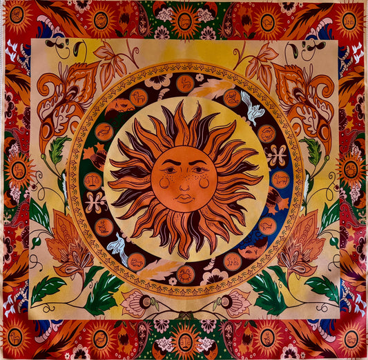 Bohemian Sun and Zodiac Altar Cloth - Main Street Crystals & Minerals