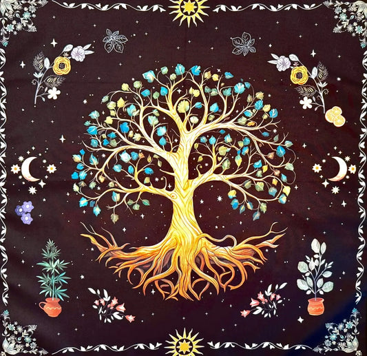Abundance Flows Tree of Life altar cloth for prosperity rituals