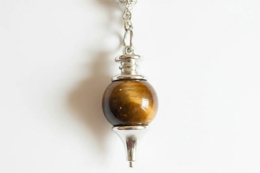 Tiger Eye ball dowsing pendulum with chain