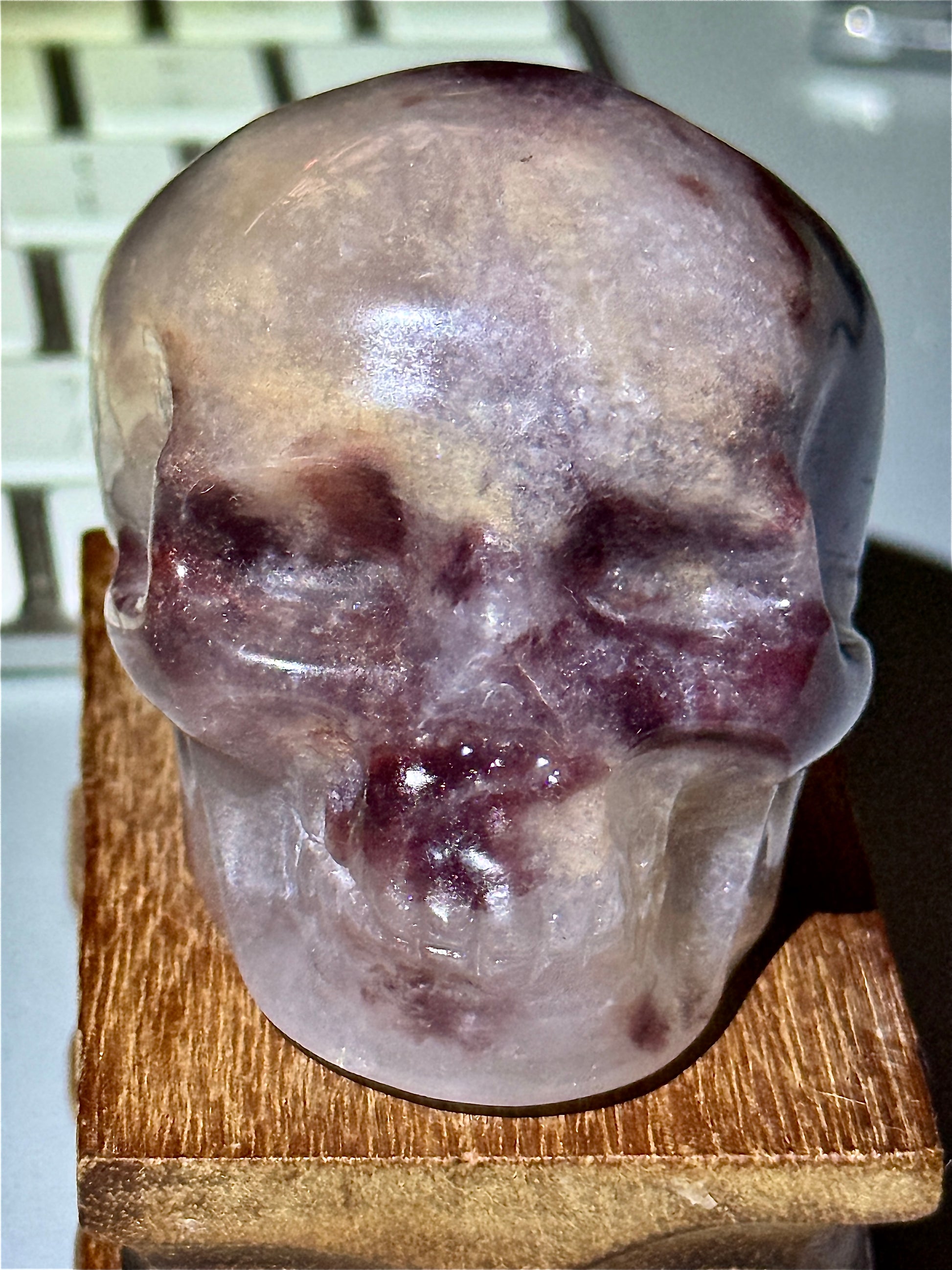 Agate skull carving with Red Jasper crystal detail