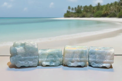 Caribbean Calcite four piece carved crystal train set