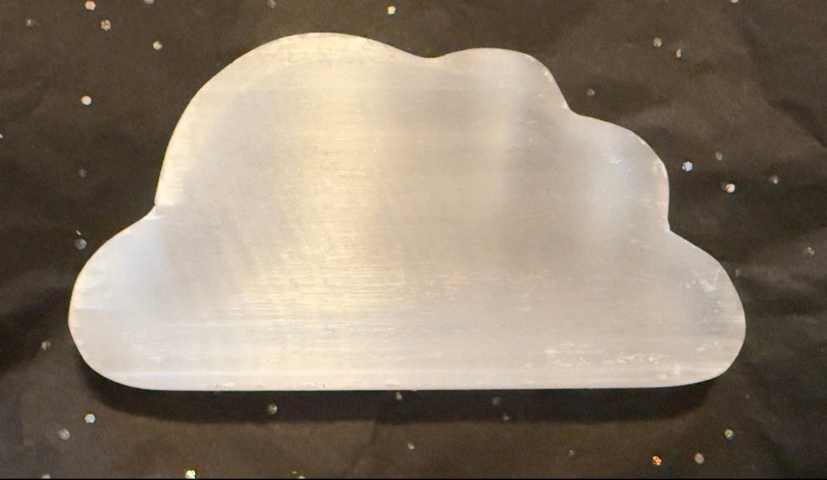 Satin Spar carved into a cloud shape