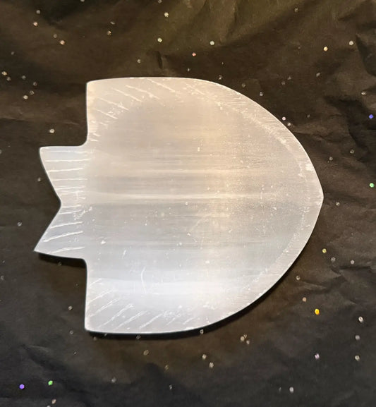 Satin Spar - Selenite Carved Fish Shaped trinket bowl