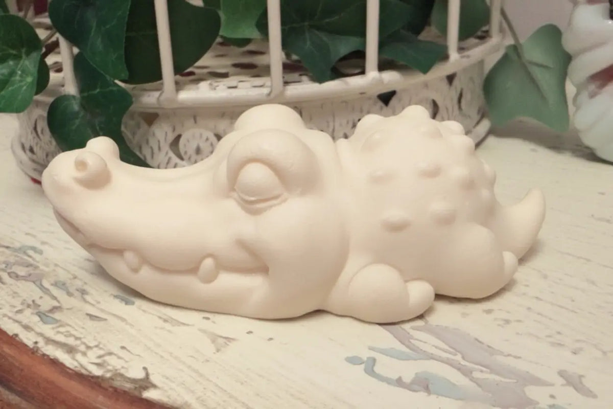 Tagua nut carving crocodile.  plant based 