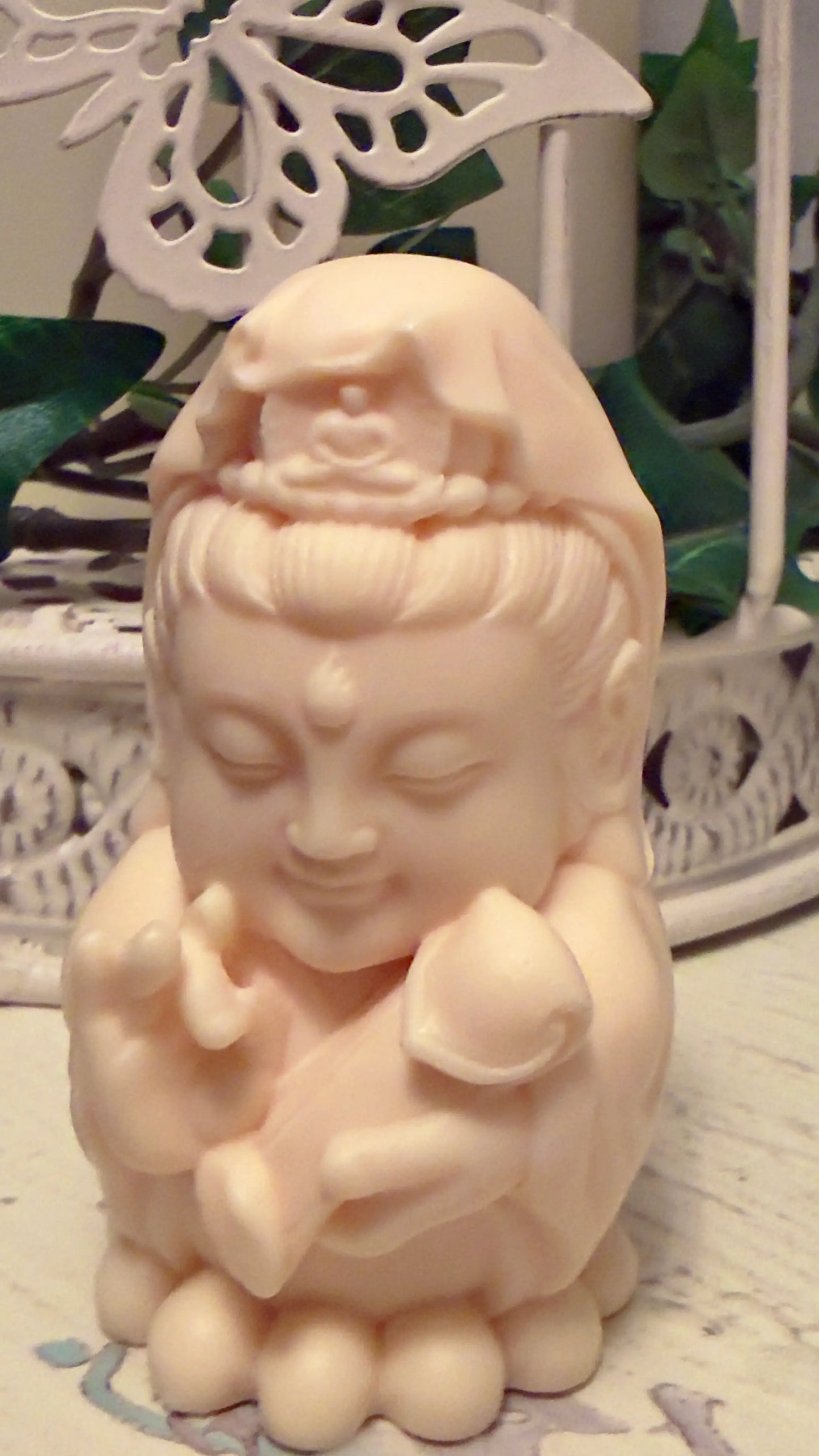 Tagua nut Hotei figure carving front view