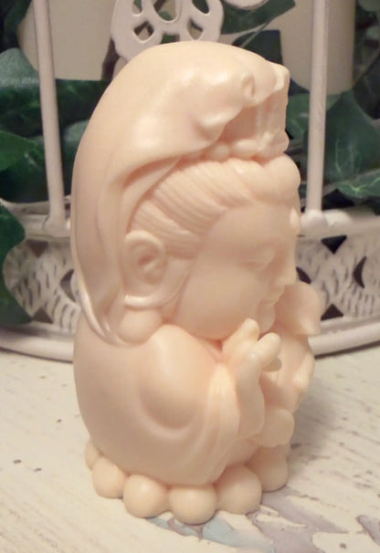 Tagua nut Hotei figure carving back view