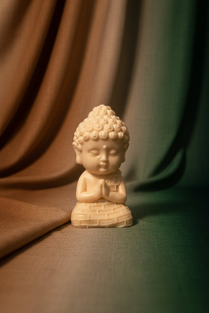 Praying pose Baby Buddha tagua nut carving 