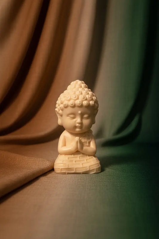 Praying pose Baby Buddha tagua nut carving 