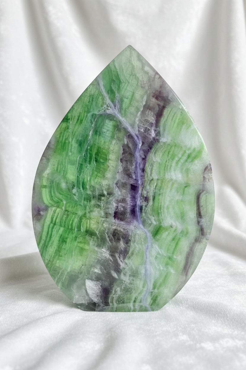 pretty purple and green fluorite freeform stone