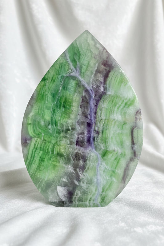pretty purple and green fluorite freeform stone