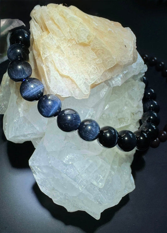 Blue Tigers Eye 8mm Bead Bracelet - Main Street Crystals & Minerals