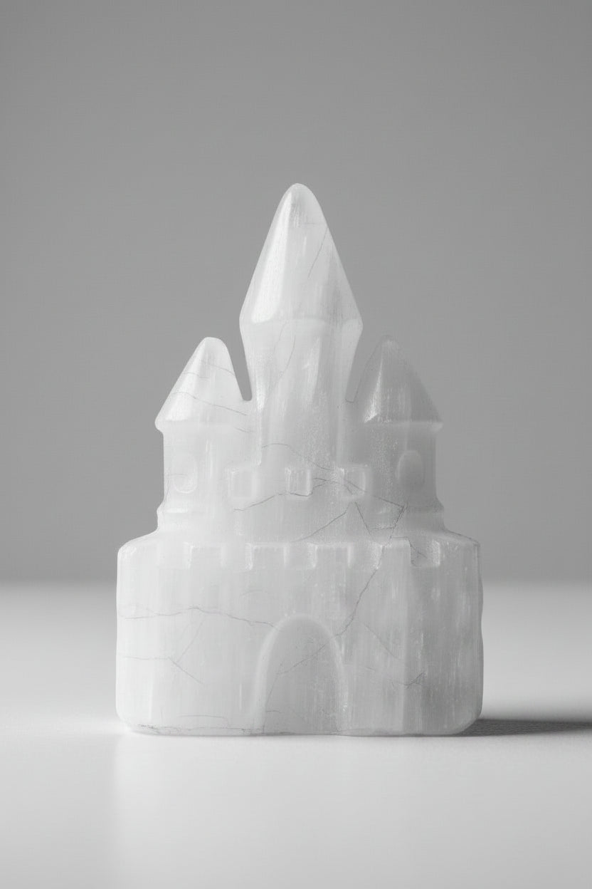 milky quartz carved castle 
