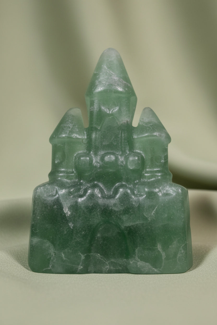 green fluorite carved castle