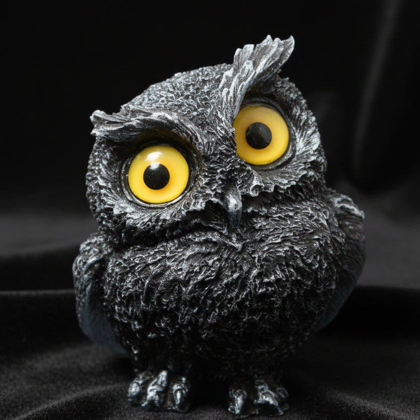 Matte and roughhewn textured black obsidian orgonite owls 