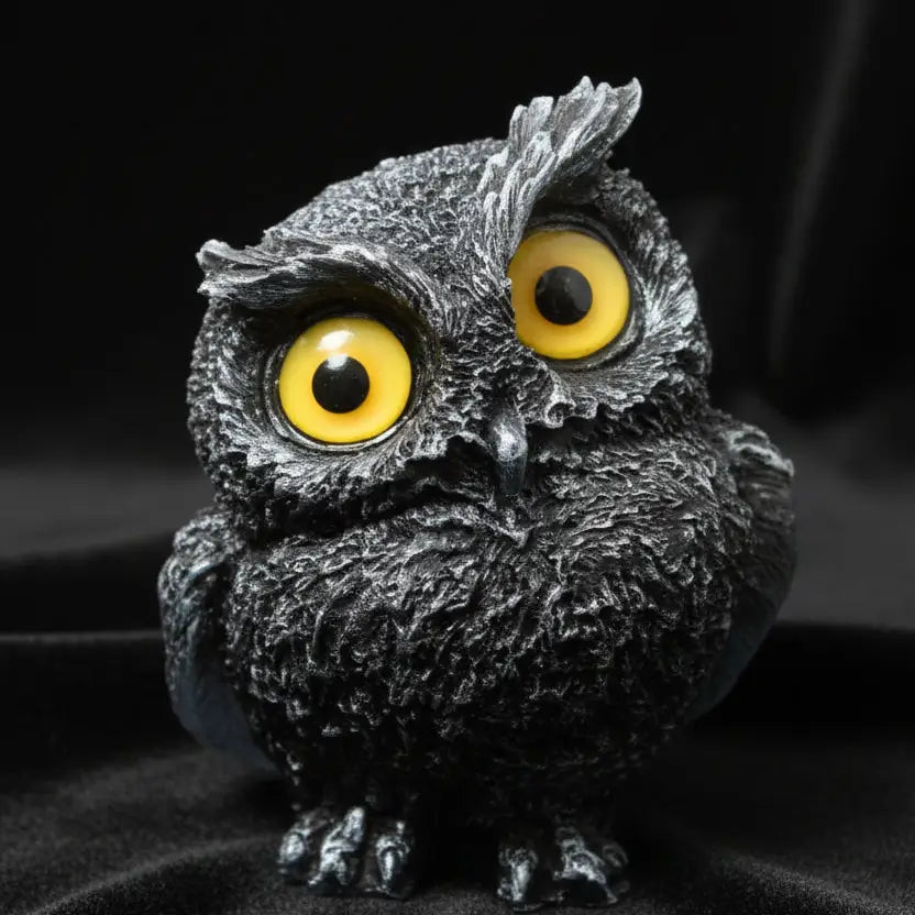 Matte and roughhewn textured black obsidian orgonite owls 