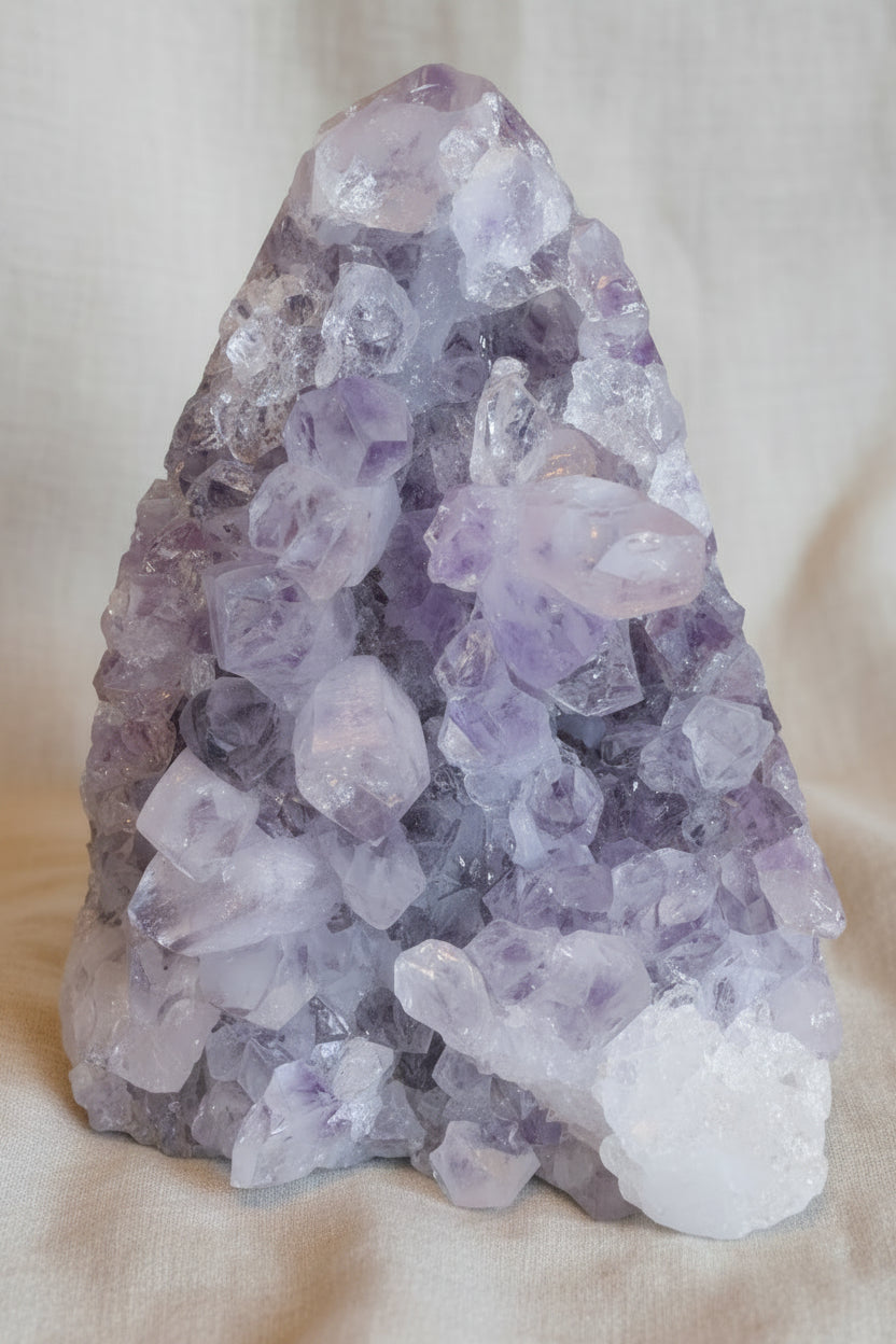 Amethyst on an off white backdrop 