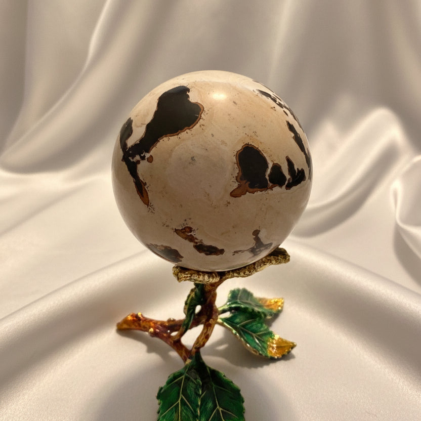Dendritic Agate Sphere with Fern Like Inclusions 2.44in diameter