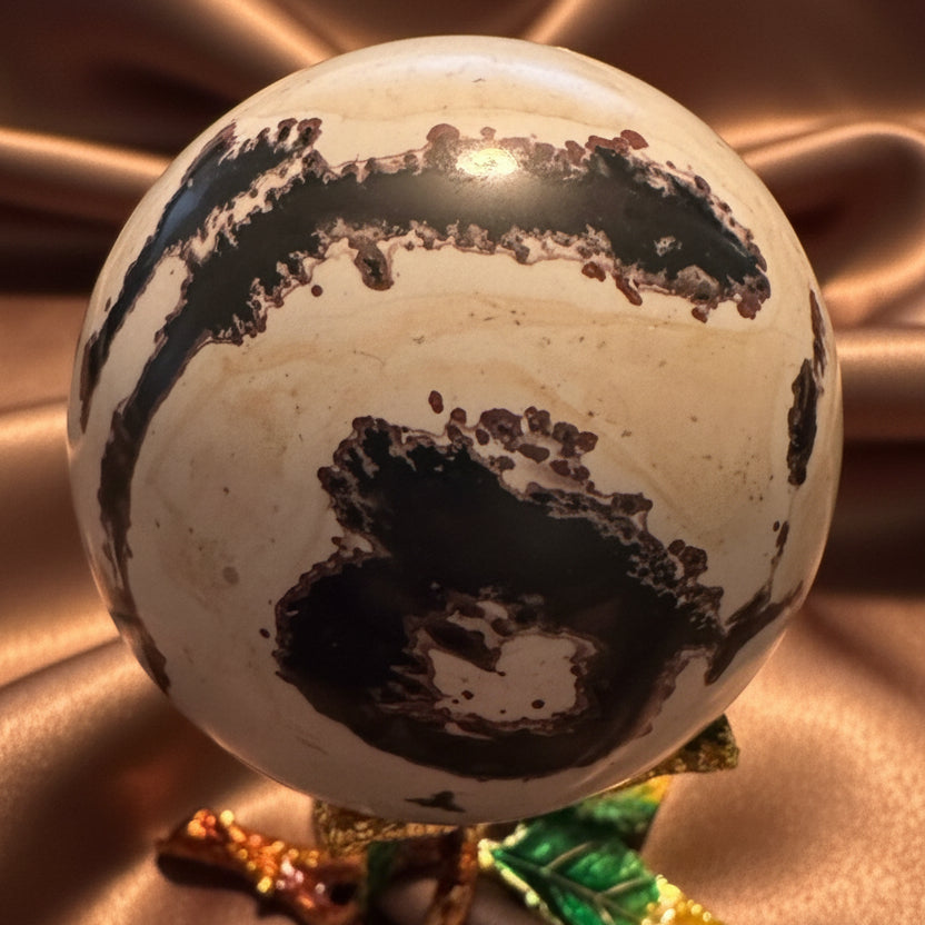 Dendritic Agate Sphere with Fern Like Inclusions 2.44in diameter